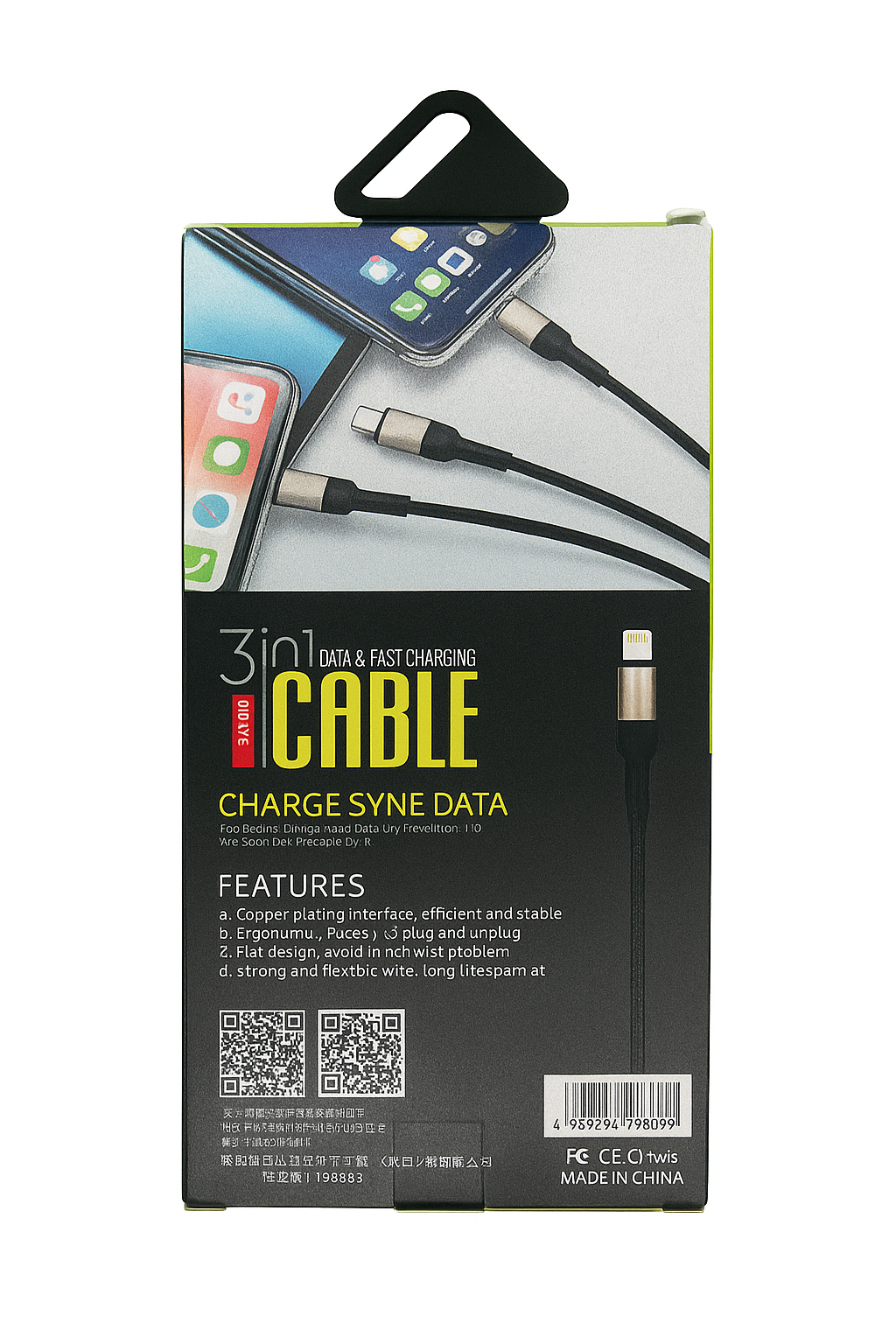 3-in-1 Daten- und Schnellladekabel